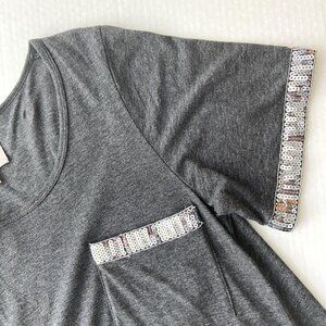 Romeo & Juliet Couture Charcoal Grey w/ Silver Sequin Shirt